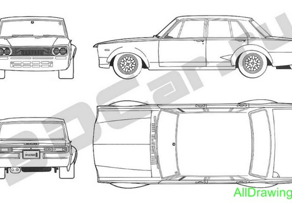 Nissan Skyline GT-R (1969) (Nissan Skyline GT-R (1969)) - drawings of the car
